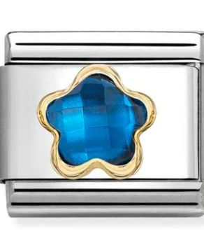 Charms NOMINATION 18K Niebieska cyrkonia kwiatek Gold.jpg